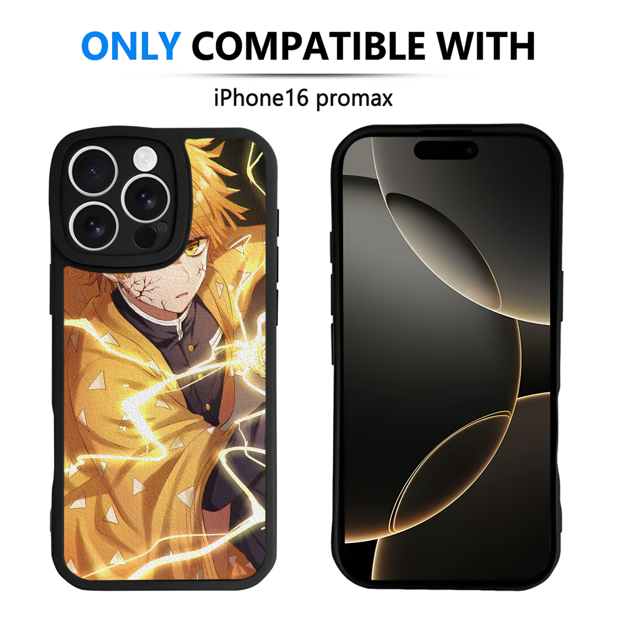 （画像用） 鬼滅の刃（きめつのやいば）我妻 善逸／あがつま ぜんいつ Agatsuma Zenitsu 【iPhone 16シリーズ対応】シリコンスマホケース（レザー調） 材質：シリコン